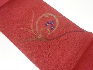 紗紬唐草に実模様織出し名古屋帯